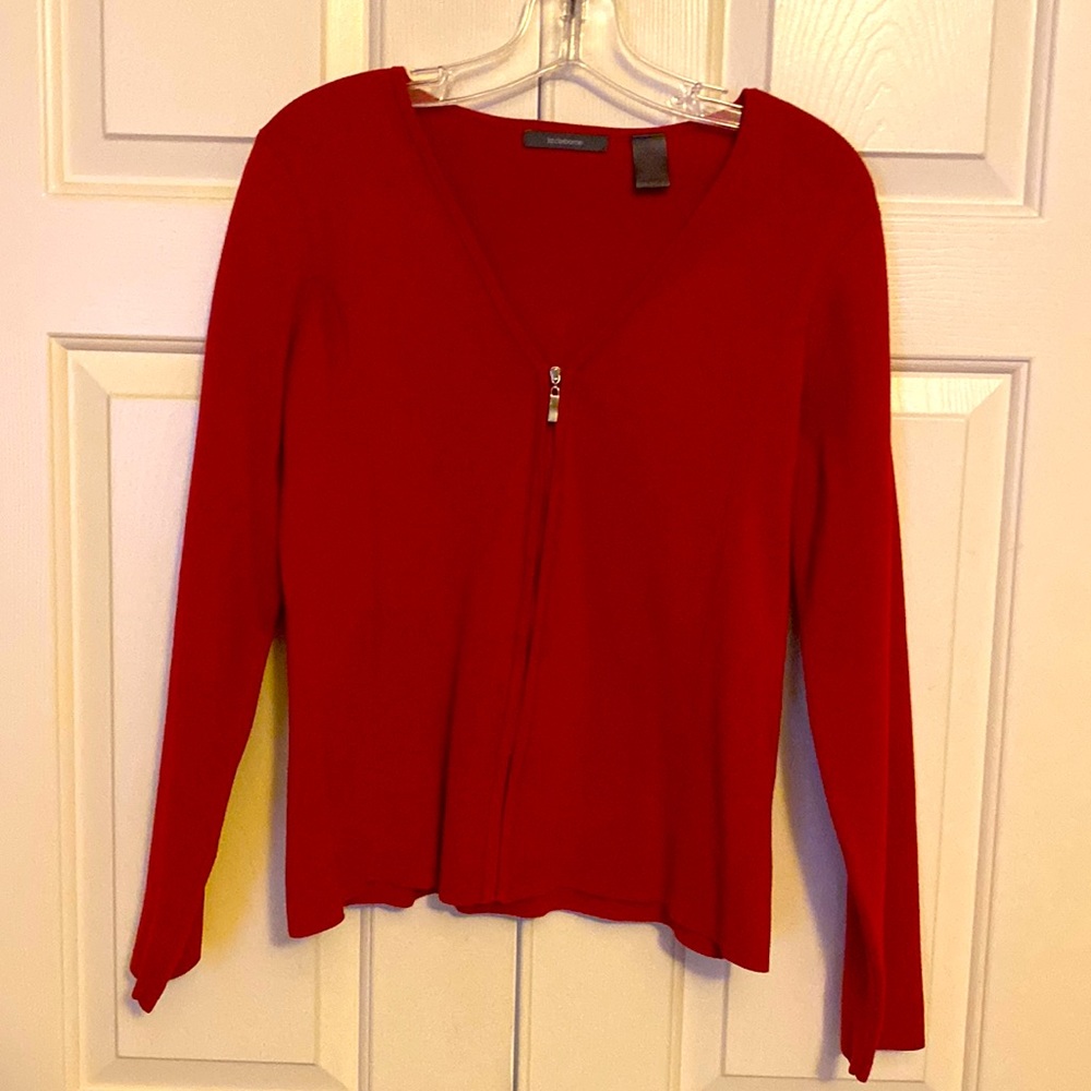 Liz Claiborne red zipper cardigan sweater XL